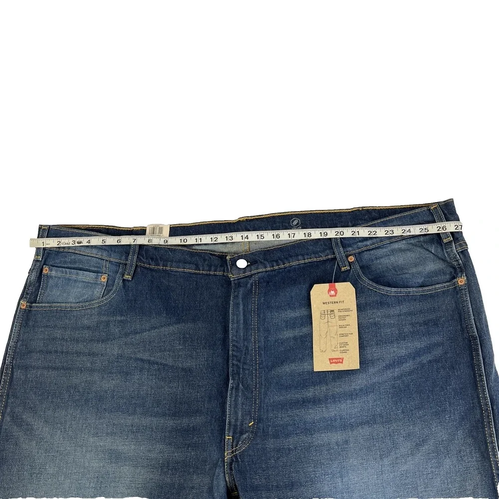 New Mens Levi's Western Fit Size 54x32 B&T Strong Denim Jeans Distressed NWT